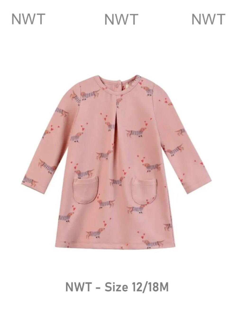 NWT - VIGNETTE Pink Dress "Puppy Love" size 12/18M